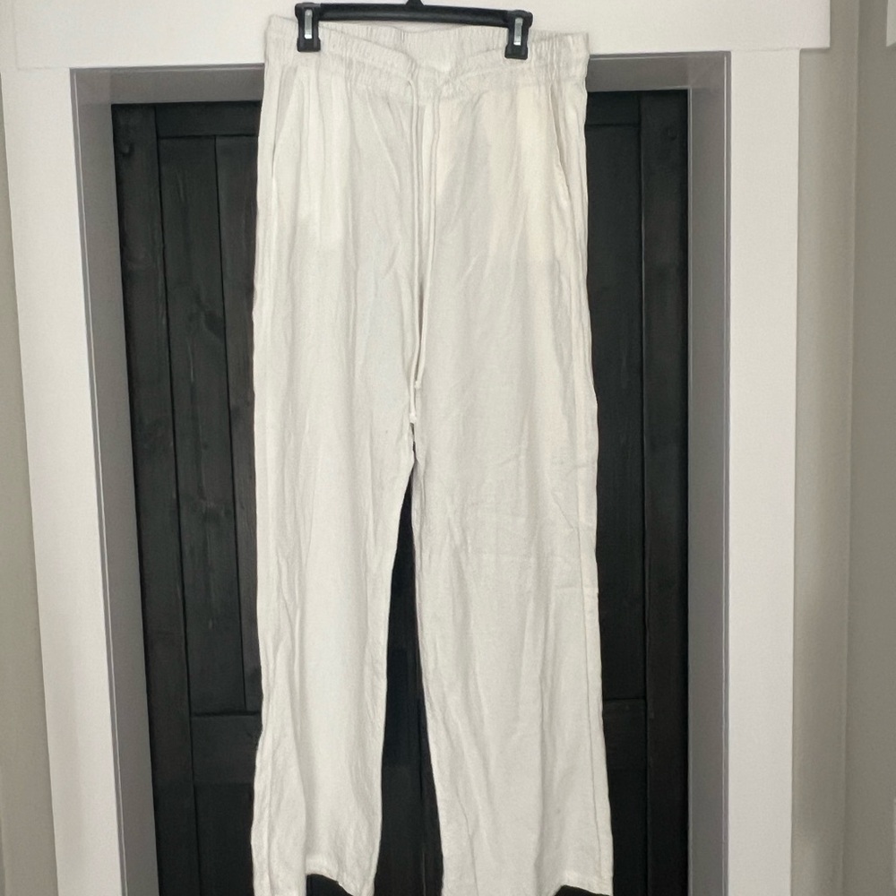 Women's White linen blend Pants